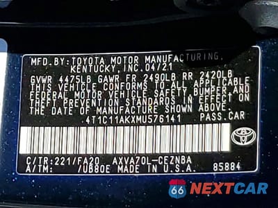Zdjęcie 12 z 12 samochodu: 2021 TOYOTA CAMRY LE VIN:4T1C11AKXMU576141 - miniatura
