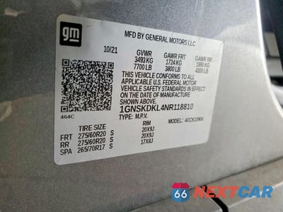 Zdjęcie 13 z 13 samochodu: 2022 CHEVROLET SUBURBAN K1500 Z71 VIN:1GNSKDKL4NR118810 - miniatura