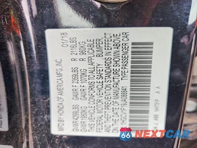 Zdjęcie 12 z 12 samochodu: 2018 HONDA ACCORD LX VIN:1HGCV1F19JA088841 - miniatura