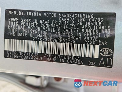 Zdjęcie 13 z 13 samochodu: 2006 TOYOTA COROLLA MATRIX XR VIN:2T1KR32E96C603228 - miniatura