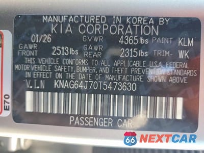 Zdjęcie 12 z 12 samochodu: 2026 KIA K5 GT LINE VIN:KNAG64J70T5473630 - miniatura