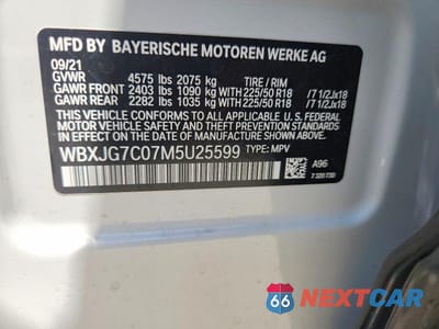 Zdjęcie 12 z 12 samochodu: 2021 BMW X1 SDRIVE28I VIN:WBXJG7C07M5U25599 - miniatura