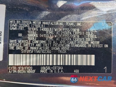 Zdjęcie 12 z 12 samochodu: 2010 TOYOTA TUNDRA DOUBLE CAB SR5 VIN:5TFUY5F11AX102360 - miniatura