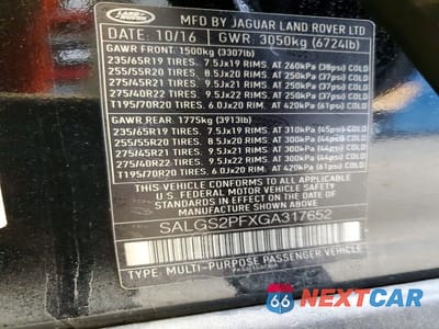 Zdjęcie 13 z 13 samochodu: 2016 LAND ROVER RANGE ROVER HSE VIN:SALGS2PFXGA317652 - miniatura