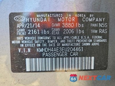 Zdjęcie 12 z 12 samochodu: 2014 HYUNDAI ELANTRA LIMITED VIN:KMHDH4AE3EU204461 - miniatura