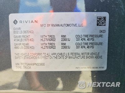 Zdjęcie 12 z 12 samochodu: 2023 RIVIAN R1T ADVENTURE VIN:7FCTGAAA9PN023600 - miniatura