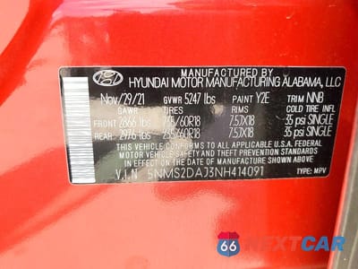 Zdjęcie 13 z 13 samochodu: 2022 HYUNDAI SANTA FE SEL VIN:5NMS2DAJ3NH414091 - miniatura