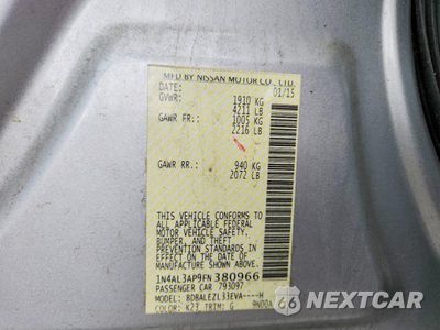 Zdjęcie 13 z 13 samochodu: 2015 NISSAN ALTIMA 2.5 S VIN:1N4AL3AP9FN380966 - miniatura