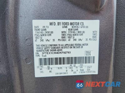Zdjęcie 12 z 12 samochodu: 2013 FORD F150 SUPER CAB VIN:1FTEX1CM4DKF92793 - miniatura
