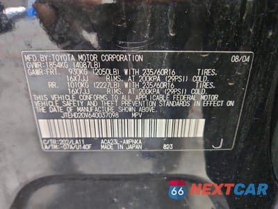 Zdjęcie 13 z 13 samochodu: 2004 TOYOTA RAV4 BASE VIN:JTEHD20V640037098 - miniatura
