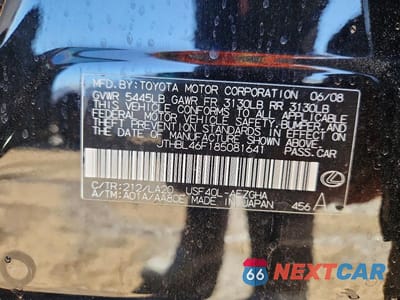 Zdjęcie 12 z 12 samochodu: 2008 LEXUS LS 460 VIN:JTHBL46F185081641 - miniatura