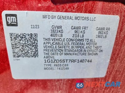 Zdjęcie 13 z 13 samochodu: 2024 CHEVROLET MALIBU LT VIN:1G1ZD5ST7RF140744 - miniatura