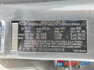 Zdjęcie 12 z 12 samochodu: 2022 HYUNDAI SANTA CRUZ SEL VIN:5NTJBDAE4NH001518 - miniatura