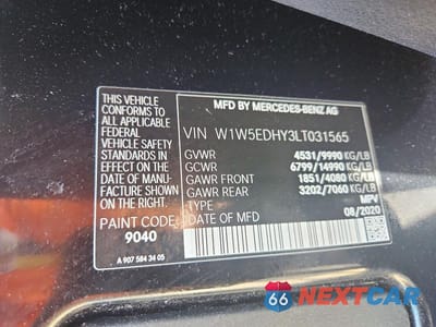 Zdjęcie 13 z 13 samochodu: 2020 MERCEDES-BENZ SPRINTER 3500 VIN:W1W5EDHY3LT031565 - miniatura