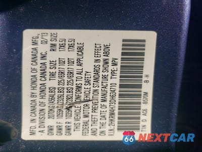 Zdjęcie 13 z 13 samochodu: 2013 HONDA CR-V EXL VIN:2HKRM4H73DH634710 - miniatura