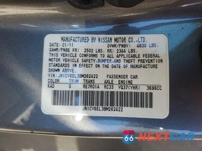 Zdjęcie 12 z 12 samochodu: 2011 INFINITI G37 COUPE X VIN:JN1CV6EL3BM262422 - miniatura
