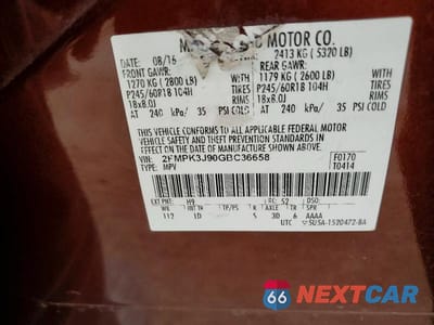 Zdjęcie 13 z 13 samochodu: 2016 FORD EDGE SEL VIN:2FMPK3J90GBC36658 - miniatura