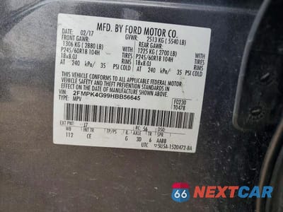 Zdjęcie 13 z 13 samochodu: 2017 FORD EDGE SE VIN:2FMPK4G99HBB56645 - miniatura