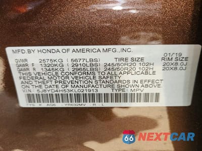 Zdjęcie 14 z 14 samochodu: 2019 ACURA MDX TECHNOLOGY VIN:5J8YD4H53KL021913 - miniatura