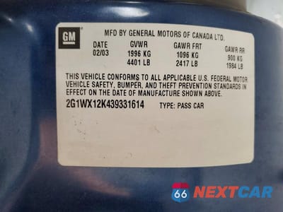 Zdjęcie 12 z 12 samochodu: 2003 CHEVROLET MONTE CARLO SS VIN:2G1WX12K439331614 - miniatura