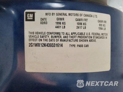 Zdjęcie 12 z 12 samochodu: 2003 CHEVROLET MONTE CARLO SS VIN:2G1WX12K439331614 - miniatura
