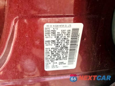 Zdjęcie 13 z 13 samochodu: 2012 NISSAN MURANO S VIN:JN8AZ1MW7CW227528 - miniatura