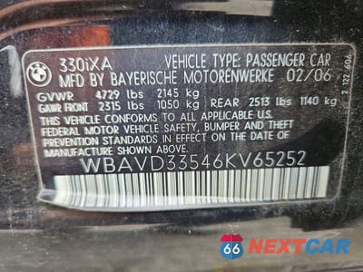 Zdjęcie 12 z 12 samochodu: 2006 BMW 330XI VIN:WBAVD33546KV65252 - miniatura
