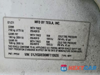 Zdjęcie 13 z 13 samochodu: 2021 TESLA MODEL Y VIN:5YJYGDED8MF110626 - miniatura