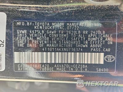 Zdjęcie 13 z 13 samochodu: 2022 TOYOTA CAMRY SE VIN:4T1G11AKXNU716174 - miniatura