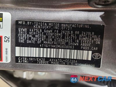 Zdjęcie 13 z 13 samochodu: 2021 TOYOTA CAMRY SE VIN:4T1G11AK0MU608063 - miniatura