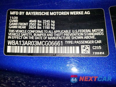 Zdjęcie 12 z 12 samochodu: 2021 BMW M440XI VIN:WBA13AR03MCG06661 - miniatura