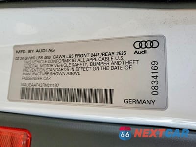 Zdjęcie 12 z 12 samochodu: 2024 AUDI A4 PREMIUM PLUS 45 VIN:WAUEAAF43RN011137 - miniatura