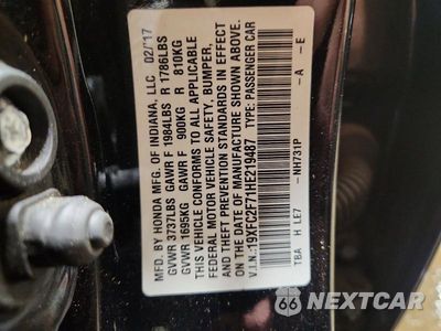 Zdjęcie 13 z 13 samochodu: 2017 HONDA CIVIC EX VIN:19XFC2F71HE219487 - miniatura