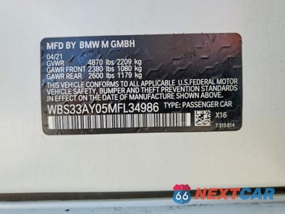Zdjęcie 13 z 13 samochodu: 2021 BMW M3 COMPETITION VIN:WBS33AY05MFL34986 - miniatura