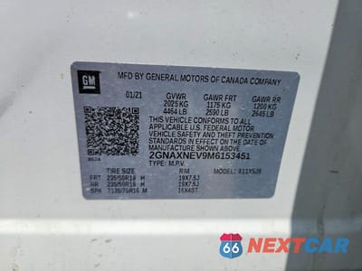 Zdjęcie 13 z 13 samochodu: 2021 CHEVROLET EQUINOX PREMIER VIN:2GNAXNEV9M6153451 - miniatura
