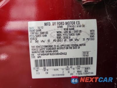 Zdjęcie 14 z 14 samochodu: 2013 FORD EXPLORER LIMITED VIN:1FM5K8F82DGB42922 - miniatura