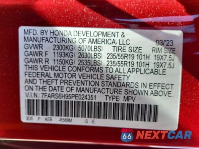 Zdjęcie 13 z 13 samochodu: 2023 HONDA CR-V SPORT TOURING VIN:7FARS6H95PE024351 - miniatura