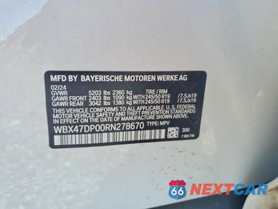 Zdjęcie 13 z 13 samochodu: 2024 BMW X3 SDRIVE30I VIN:WBX47DP00RN278670 - miniatura