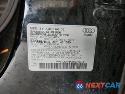 Zdjęcie 13 z 13 samochodu: 2011 AUDI Q5 VIN:WA1DKAFP0BA076931 - miniatura