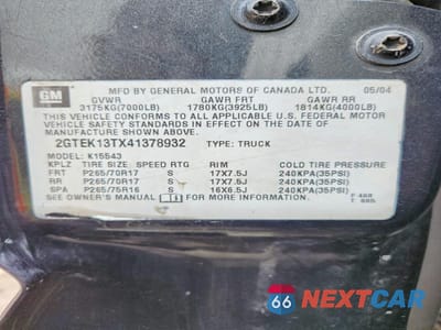 Zdjęcie 12 z 12 samochodu: 2004 GMC NEW SIERRA K1500 VIN:2GTEK13TX41378932 - miniatura