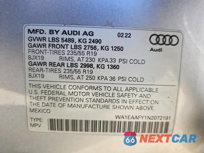 Zdjęcie 13 z 13 samochodu: 2022 AUDI Q5 PREMIUM PLUS 45 VIN:WA1EAAFY1N2072191 - miniatura