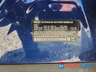 Zdjęcie 13 z 13 samochodu: 2022 BMW X3 SDRIVE30I VIN:5UX43DP09N9K62624 - miniatura