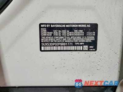 Zdjęcie 13 z 13 samochodu: 2023 BMW X3 XDRIVE30I VIN:5UX53DP02P9R81771 - miniatura