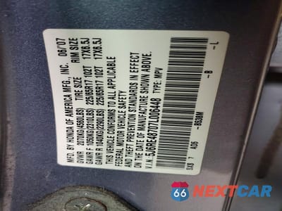 Zdjęcie 13 z 13 samochodu: 2007 HONDA CR-V EXL VIN:5J6RE48707L006448 - miniatura