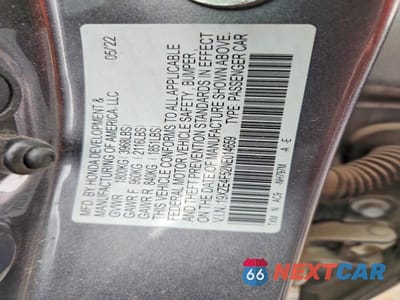 Zdjęcie 13 z 13 samochodu: 2022 HONDA INSIGHT EX VIN:19XZE4F52NE014659 - miniatura