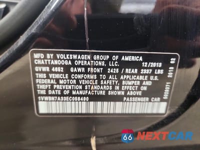 Zdjęcie 12 z 12 samochodu: 2014 VOLKSWAGEN PASSAT SE VIN:1VWBN7A33EC058490 - miniatura