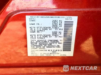 Zdjęcie 14 z 14 samochodu: 2013 NISSAN PATHFINDER S VIN:5N1AR2MM2DC612493 - miniatura