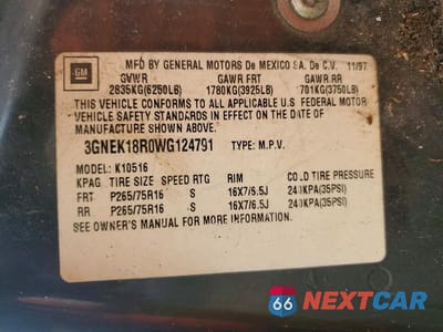 Zdjęcie 13 z 13 samochodu: 1998 CHEVROLET TAHOE K1500 VIN:3GNEK18R0WG124791 - miniatura