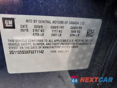 Zdjęcie 12 z 12 samochodu: 2015 CHEVROLET IMPALA LT VIN:2G1125S3XF9271142 - miniatura