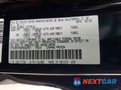 Zdjęcie 12 z 12 samochodu: 2025 TOYOTA TACOMA SR5 VIN:3TMKB5FN5SM032557 - miniatura